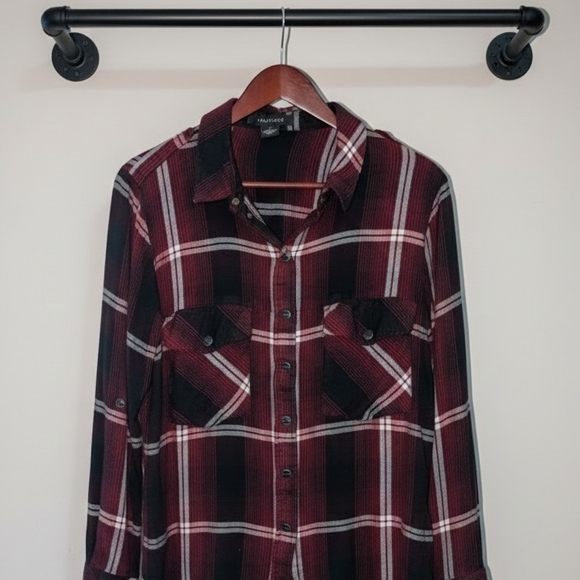 Sanctuary Tops - Sanctuary Red and Black Plaid Shirt